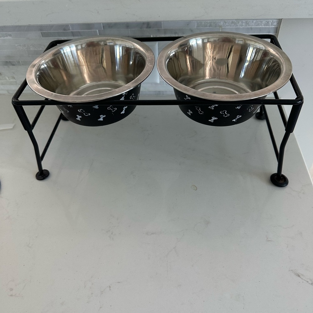 Stainless Steel Double Pet Bowl with Stand